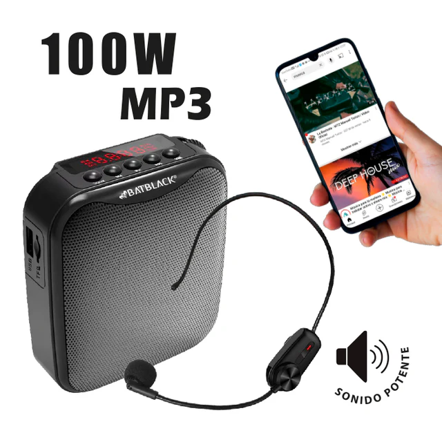 Amplificador de Voz Portátil Bluetooth Batblack BT-V317