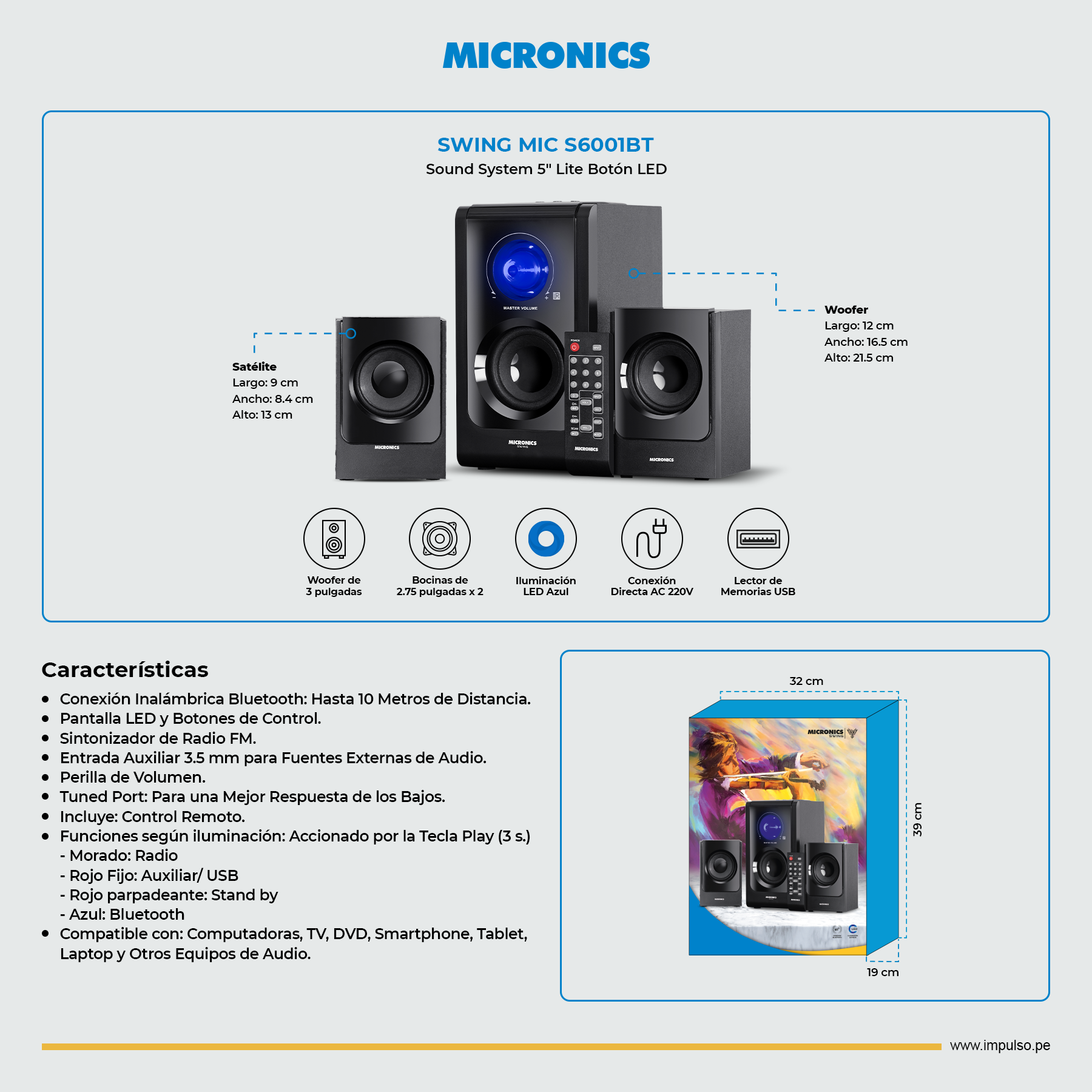 Parlante Micronics Swing MIC S6001BT
