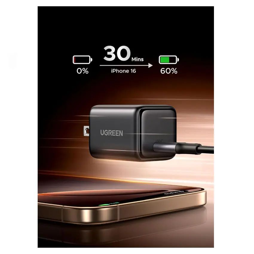 Cargador Ugreen 30W USB-C GAN PD 3.0 Iphone 17, Ipad, Galaxy