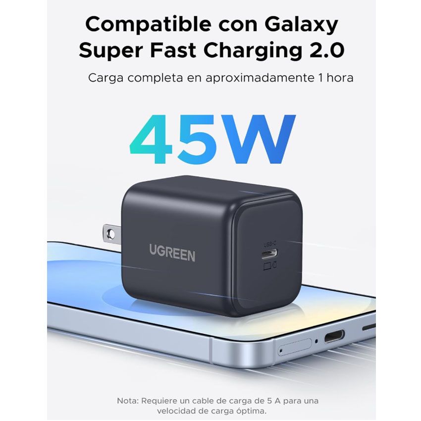 Cargador Ugreen 45W USB-C GAN PD 3.0 Iphone 17, Ipad, Galaxy X524 65050B