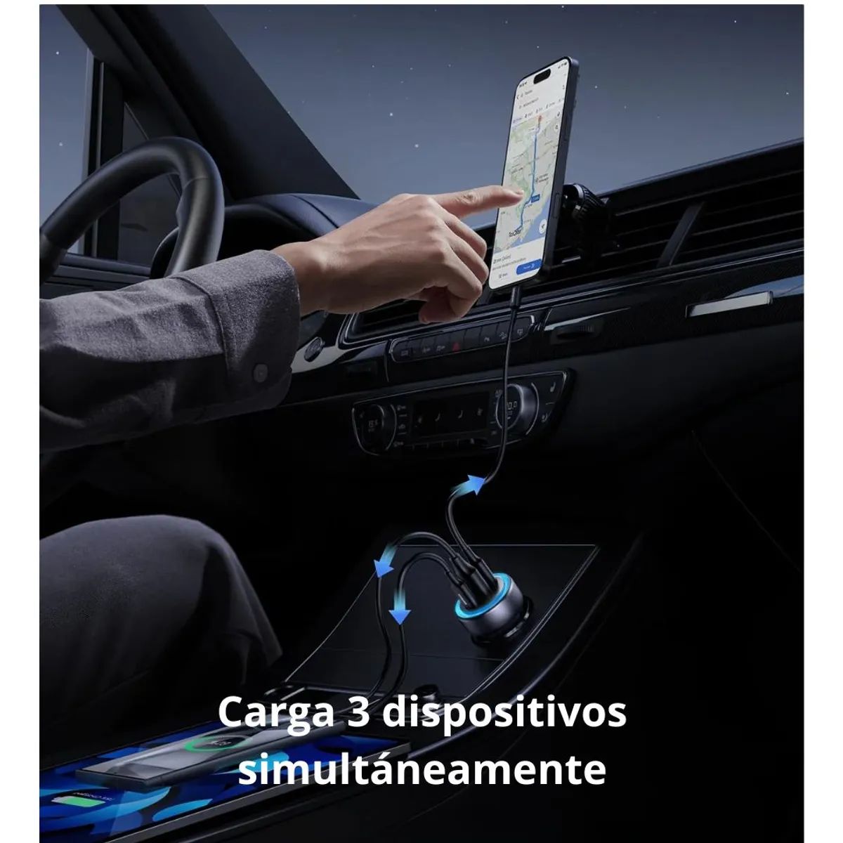 Cargador Para Auto Ugreen 30W 3 Puertos 2 USB-C USB-A Carga Rápida PD Ugreen Ec307