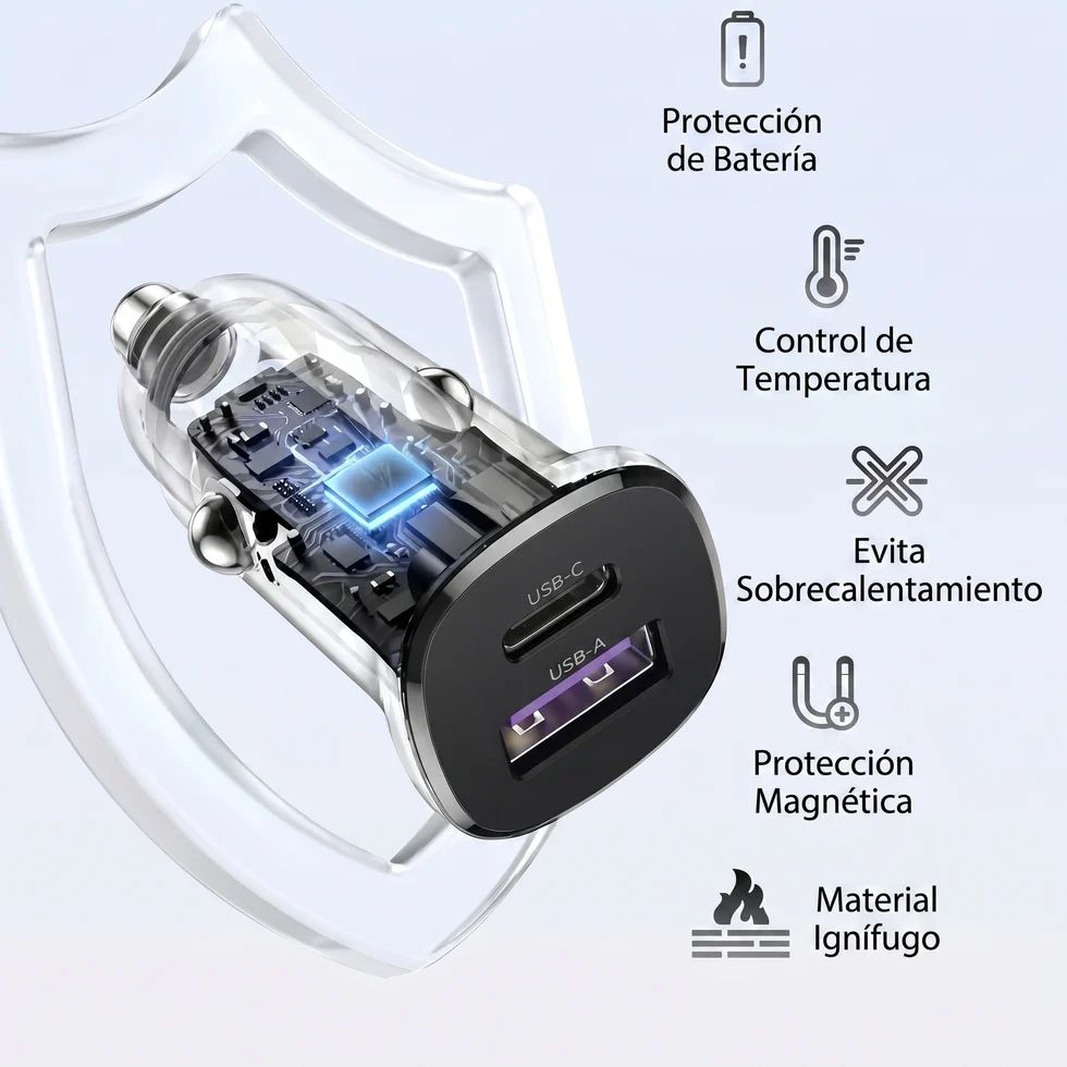 Ugreen Ec305 - Cargador De Auto USB-C Y USB-A 30W