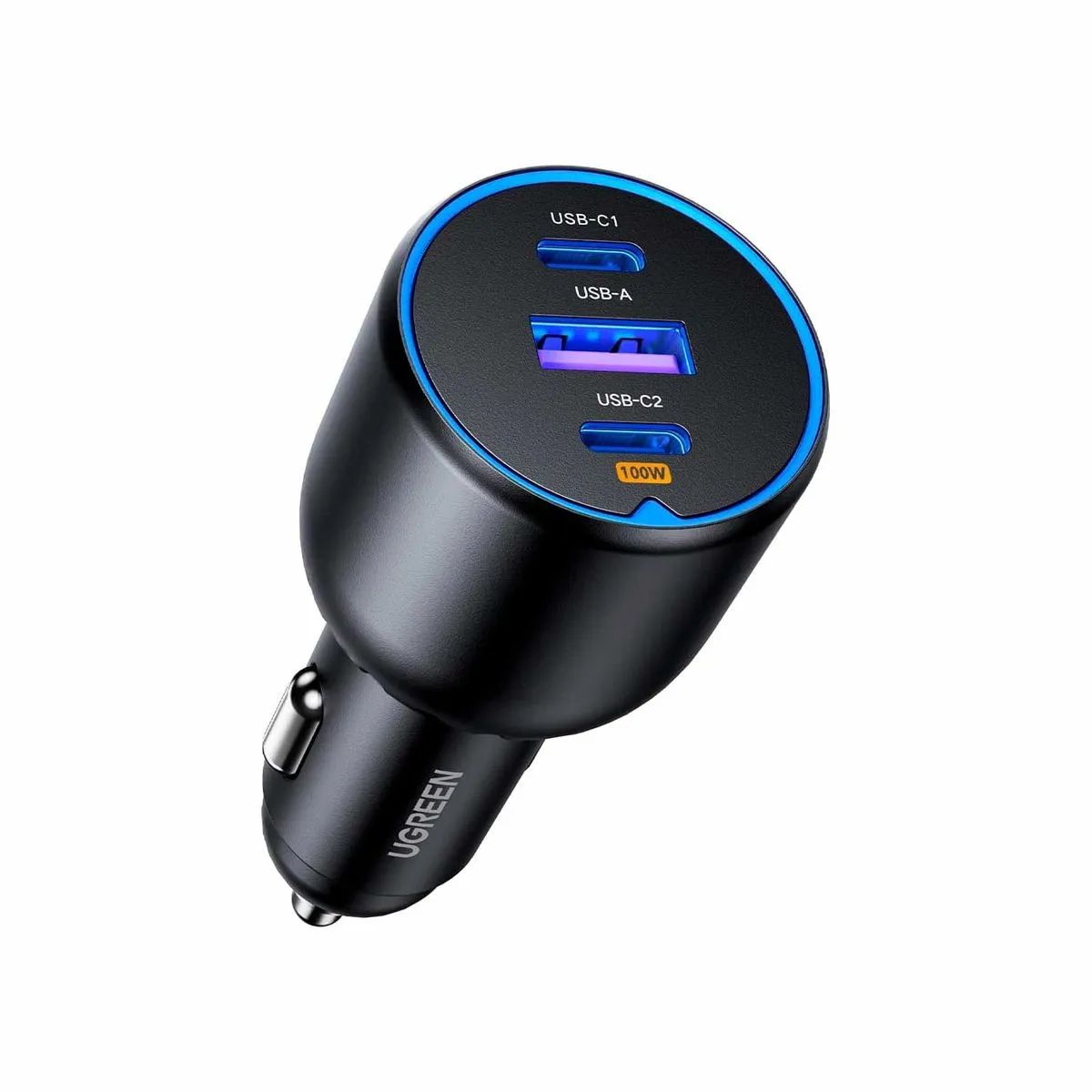 Cargador Auto Ugreen, 130W, 2 Puertos USB-C, 1 USB-A, Carga Rápida, Power Delivery, Qc 3.0, Ec705, Gris