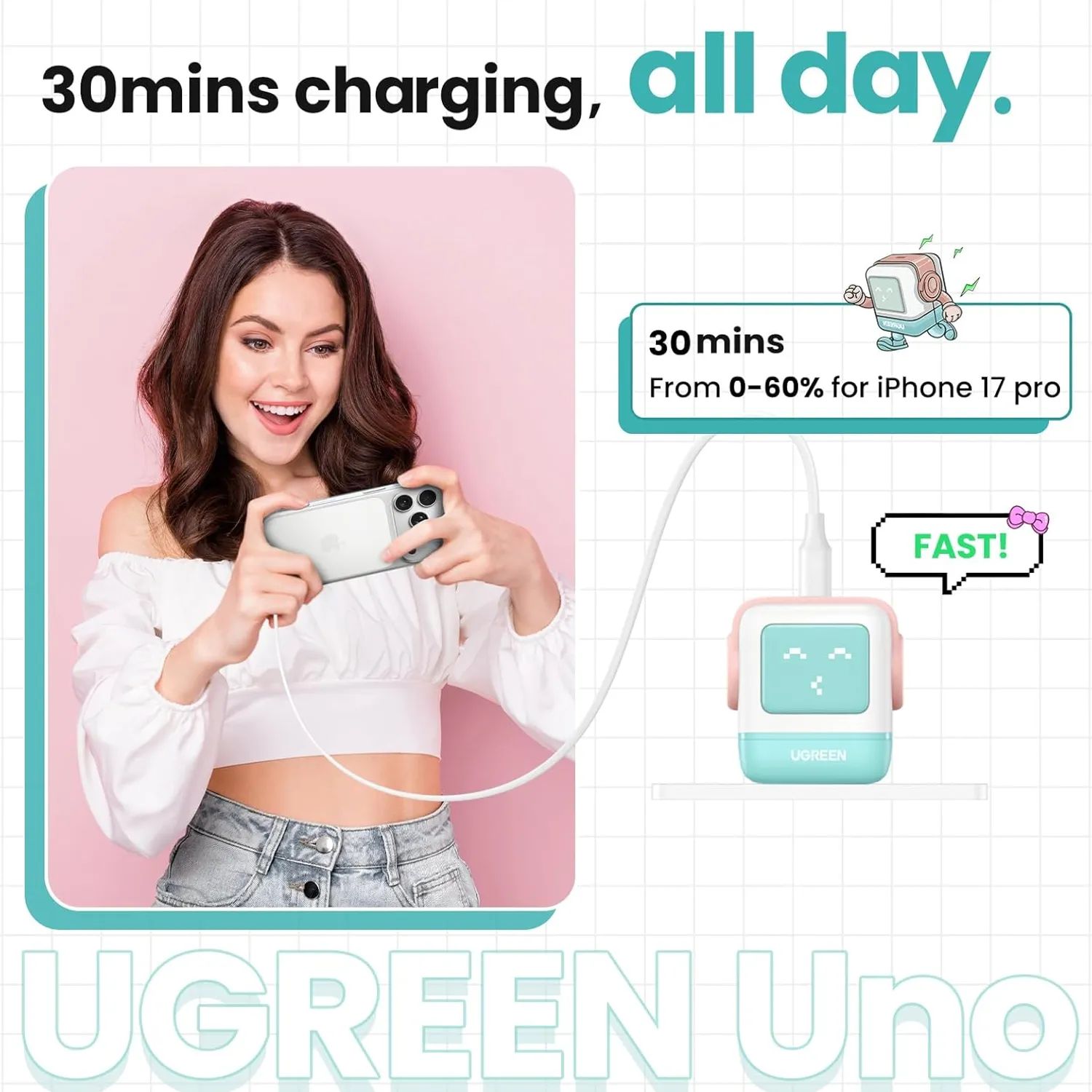 Cargador Ugreen Nexode 30W USB-C PD GAN Iphone Samsung Cd359 - 45089