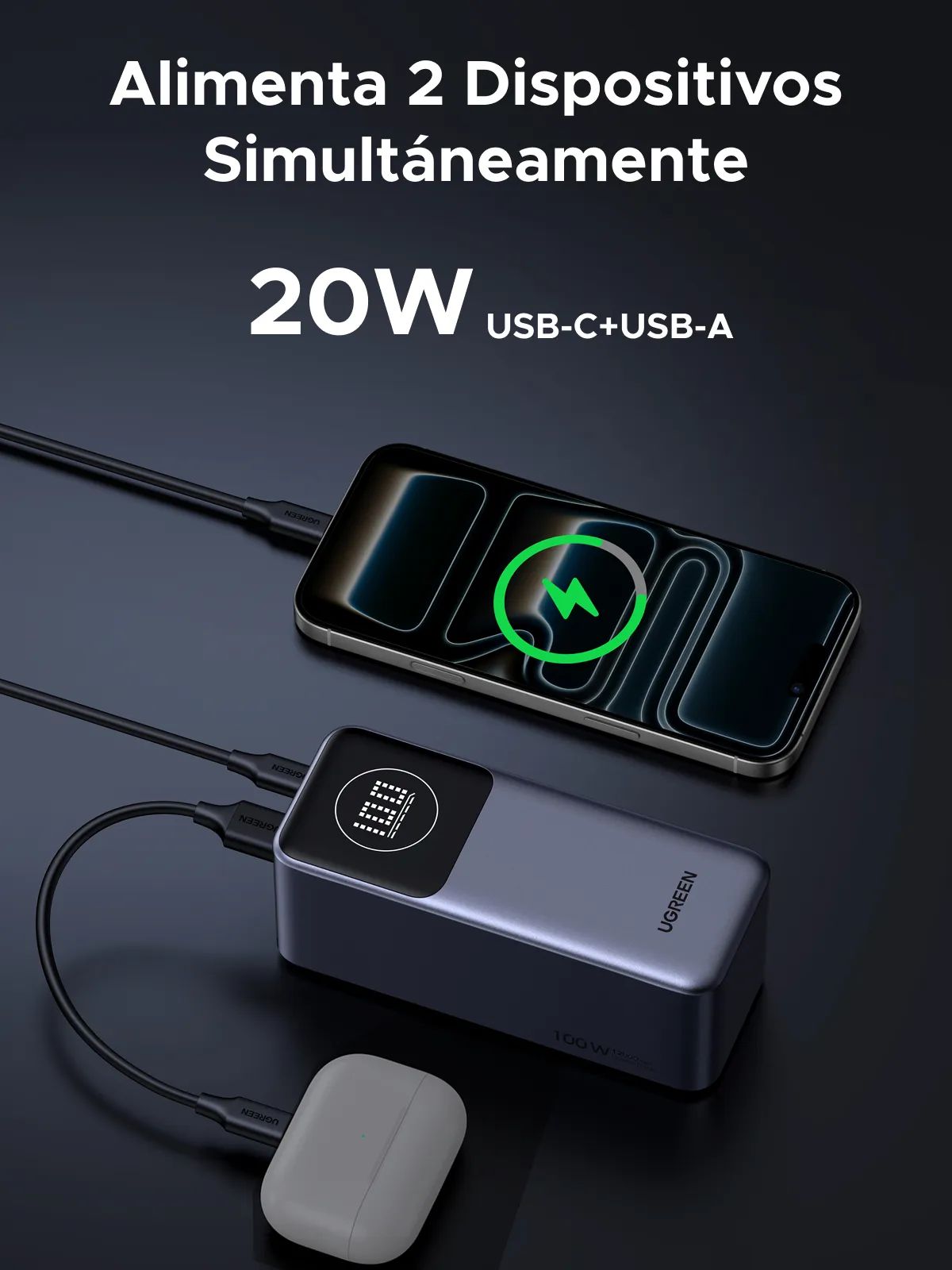 Ugreen 12000Mah 100W Fast Charging Power Bank Pb724 35526B