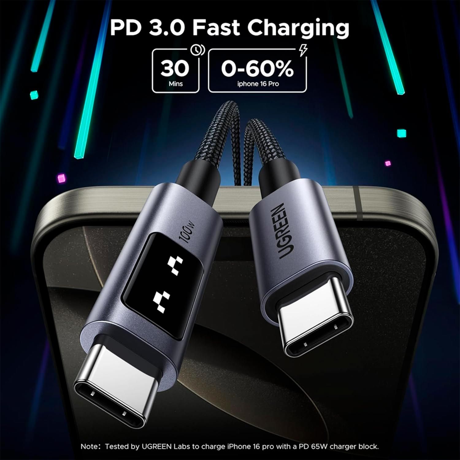 Ugreen Uno USB-C To USB-C 100W Fast Charging Cable 5A Max 2M L509 35512