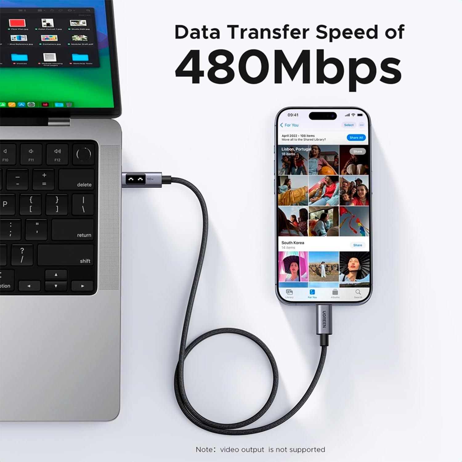 Ugreen Uno USB-C To USB-C 100W Fast Charging Cable 5A Max 2M L509 35512