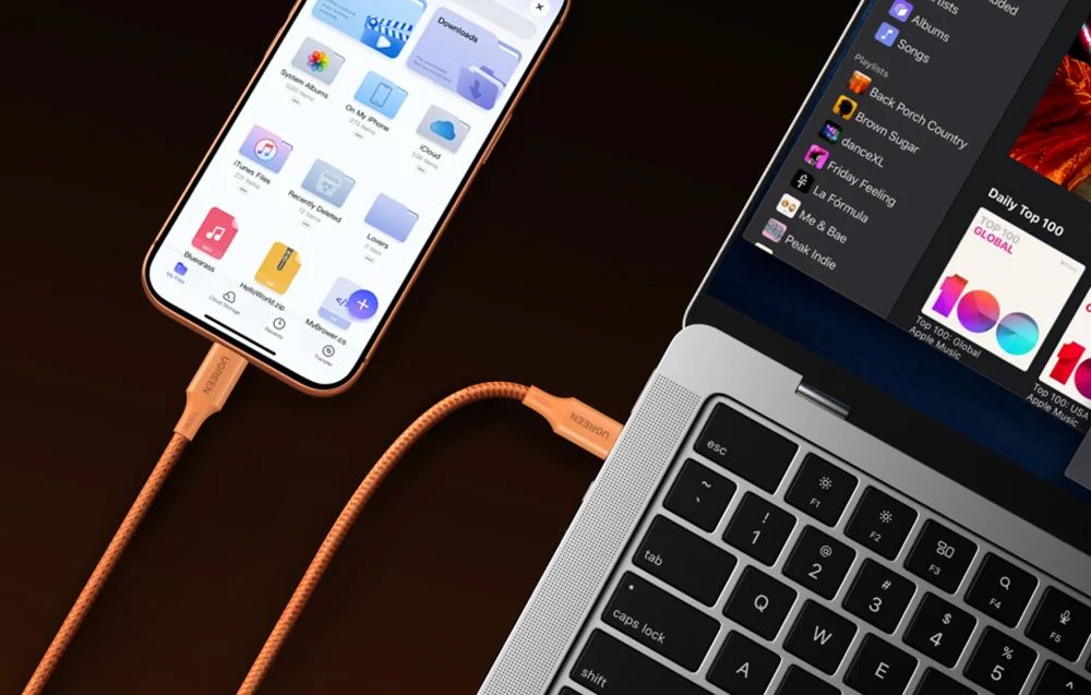 Ugreen Cable USB-C A USB-C 100W 5A 1M PD Carga Rápida Trenzado Naranja L502 95493