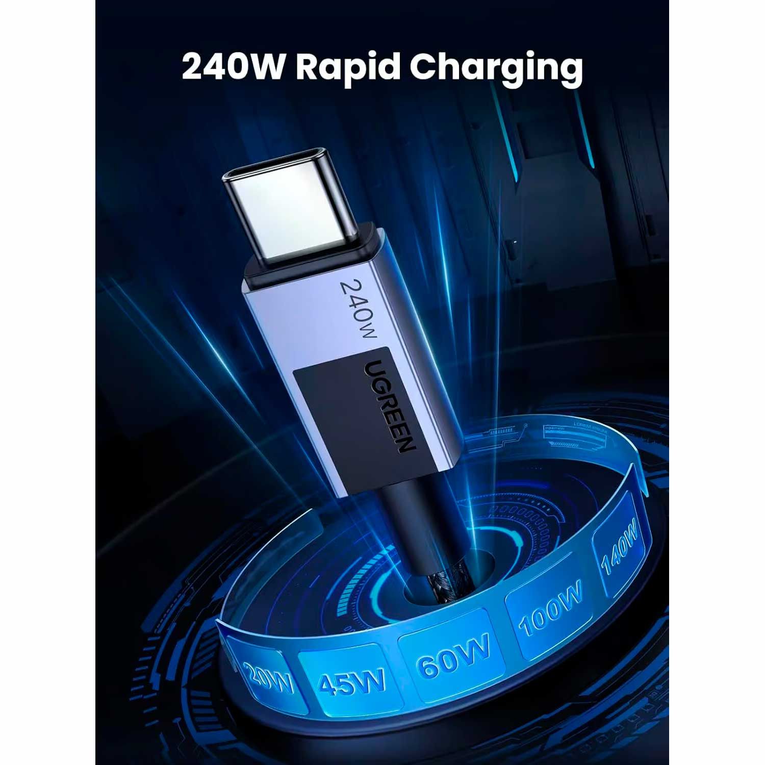 Cable USB-C A USB-C PD Ugreen M/M Carga Rapida 240W 1M L513-45067