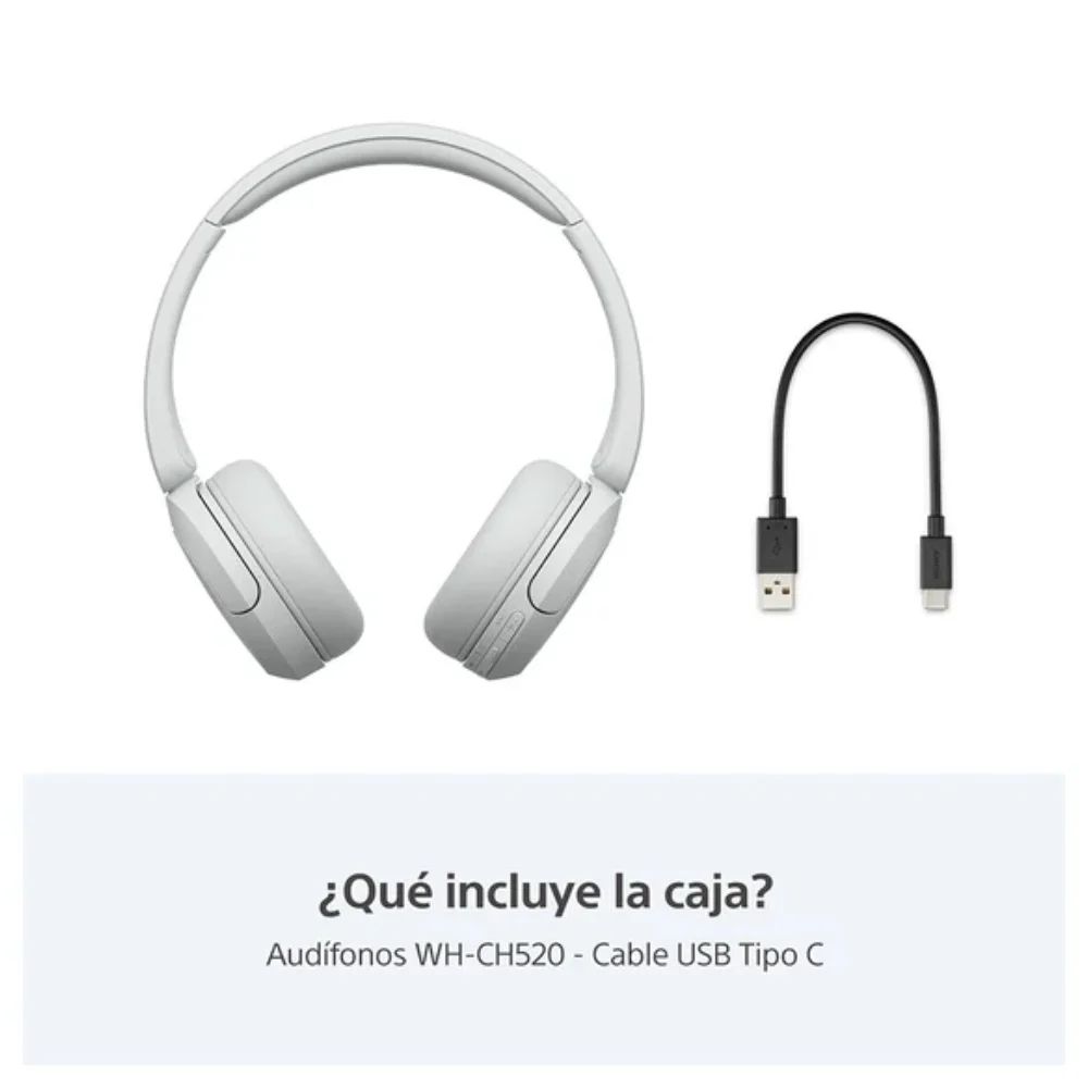 Audífonos Bluetooth ON-EAR Sony Wh-Ch520 Blancos Con 50 Horas De Batería