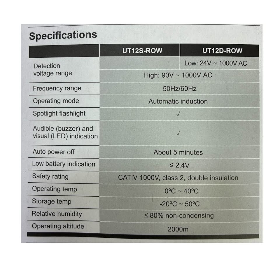 Detector de voltaje modelo Uni-T UT12S-ROW