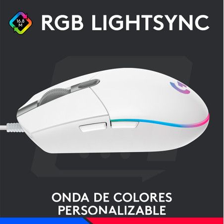 Mouse Logitech G203 Lightsync Optical 8000 DPI RGB White (910-00