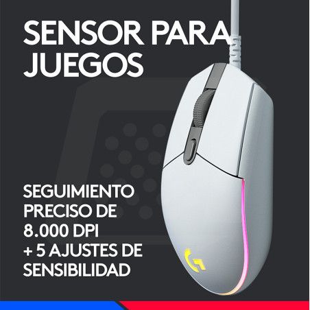 Mouse Logitech G203 Lightsync Optical 8000 DPI RGB White (910-00