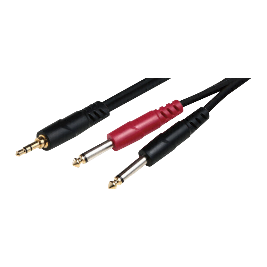 Cable 1 Plug Stereo 3.5MM A 2 Plug Mono 6.3 2M - Red/Black Soundking BJJ228/2M