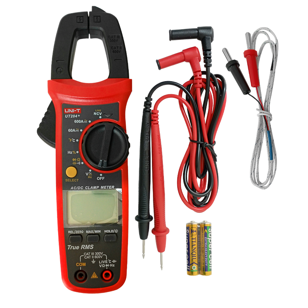 Pinza Amperimétrica UNI-T UT-204+ (600A AC/DC con Temperatura)