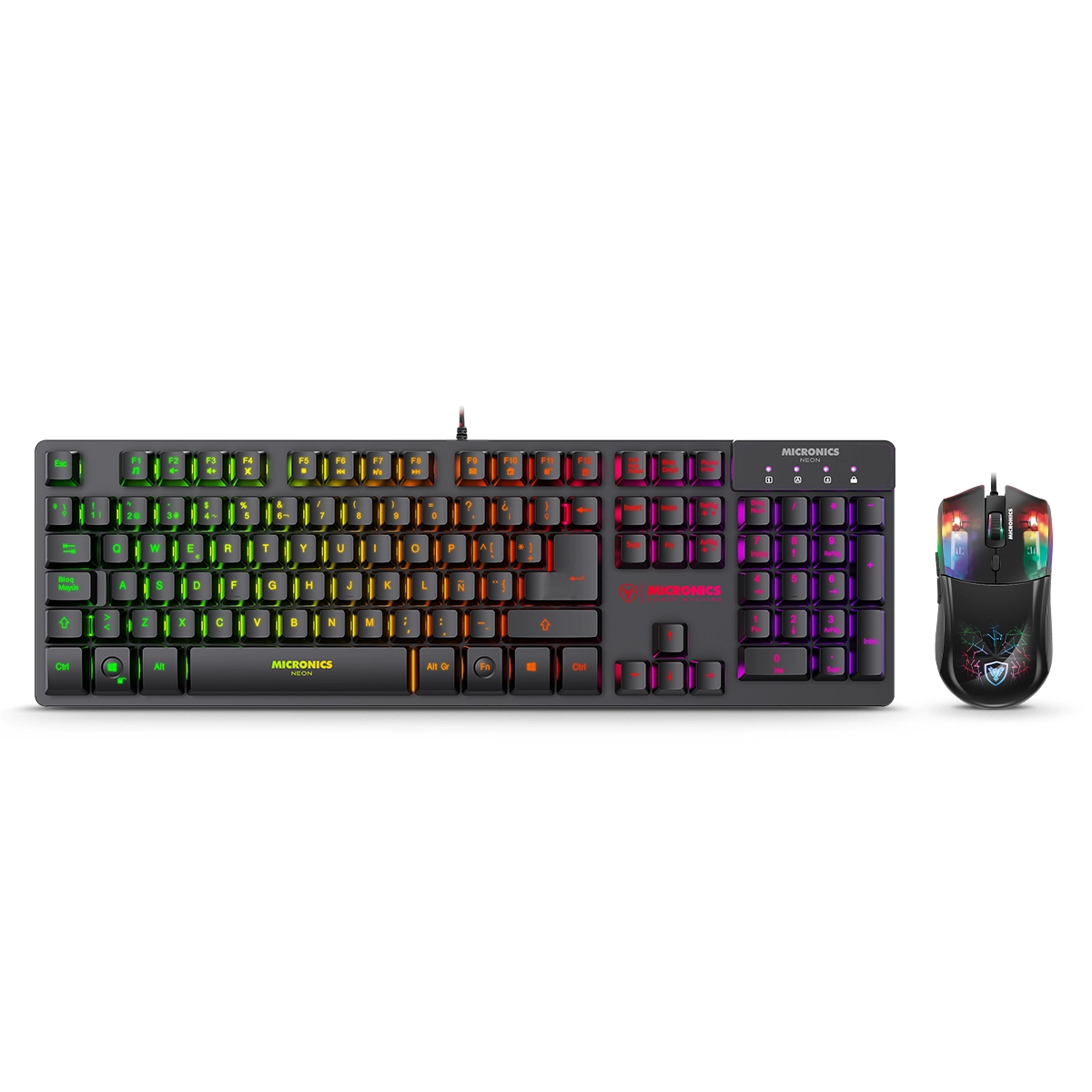 2 En 1 - Teclado + Mouse Neon - MIC GT1000