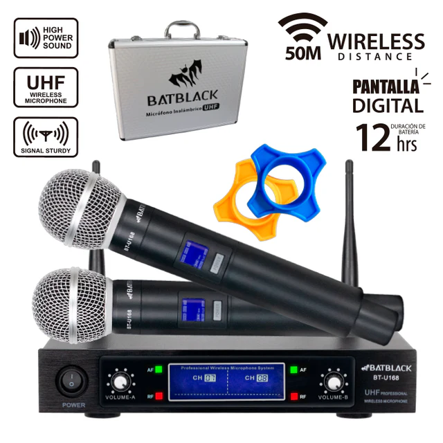 Micrófono Inalámbrico Doble UHF Batblack BT-U168