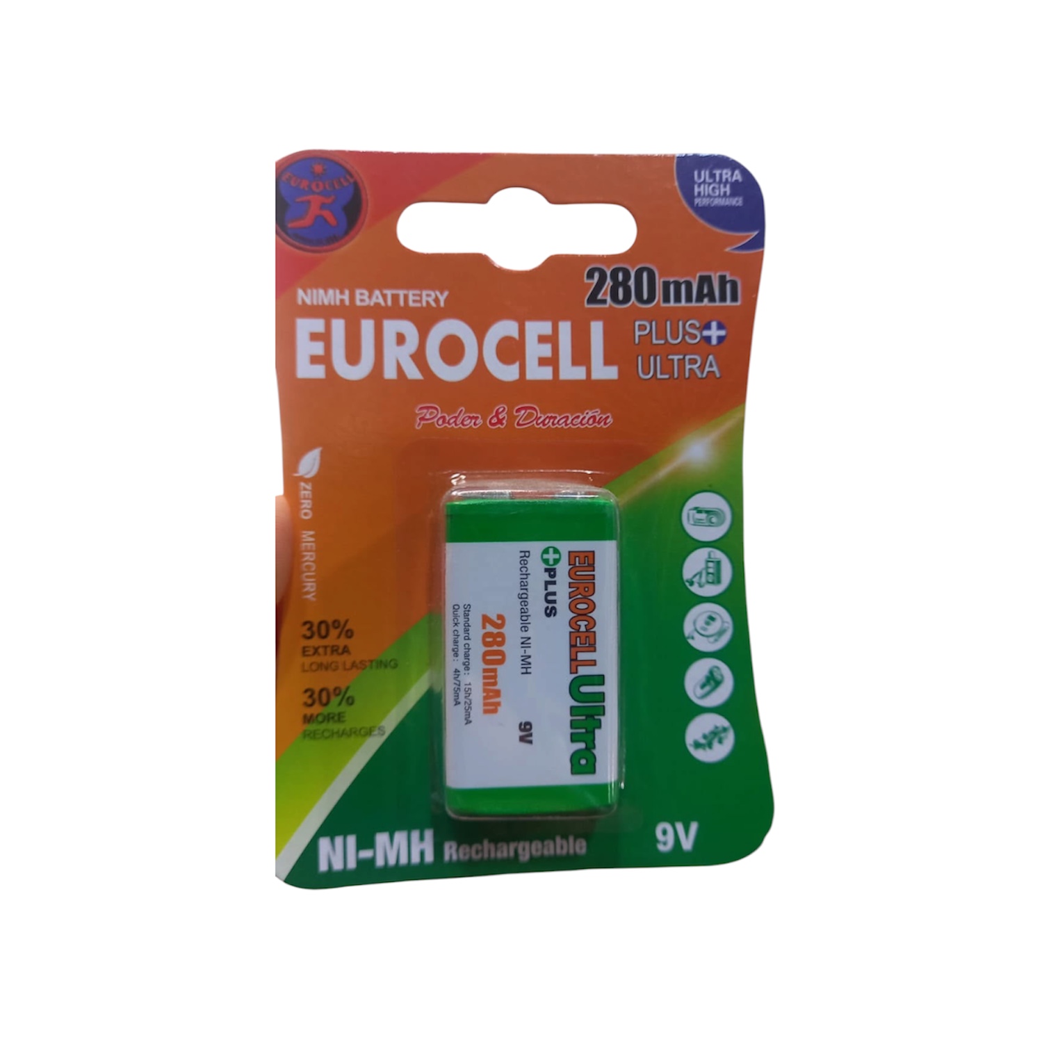 Pila Recargable Eurocell 9 V