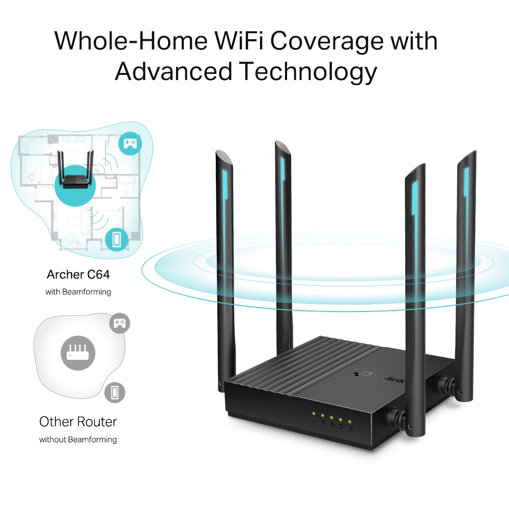Router WiFi inalámbrico AC1200 MU-MIMO - TP-Link Archer C64